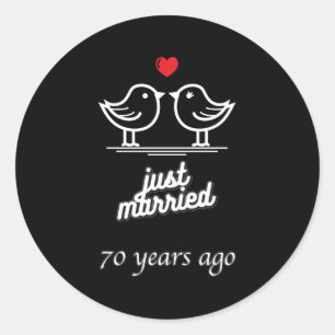 Adesivo Recem casados De Casamento De 70 há 70 Anos
