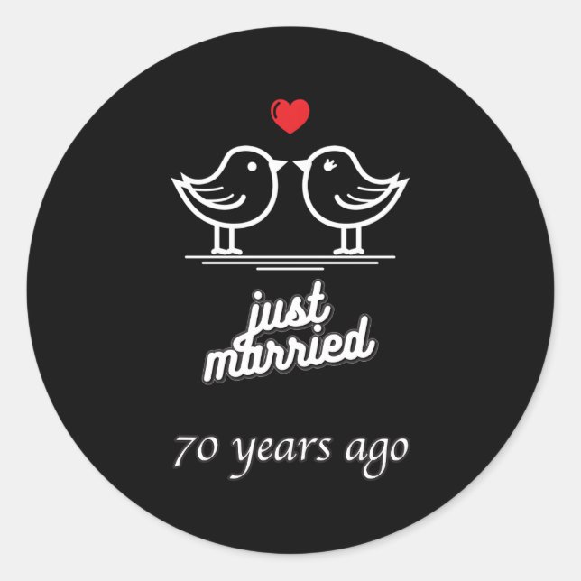 Adesivo Recem casados De Casamento De 70 há 70 Anos (Frente)