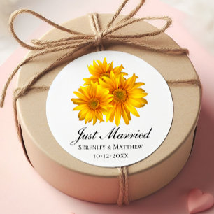 Adesivo Recem casados de Casamento de Boho Sunflower Count