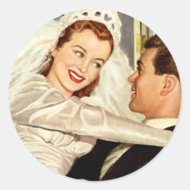 Adesivo Recém-casados de casamento retrô, noiva e noivo fe