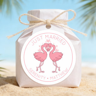 Adesivo Recém-Casados Flamingos Rosa Casamento Tropical na