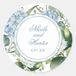 Adesivo Recepção de Casamento Floral com Aquarela Azul Des