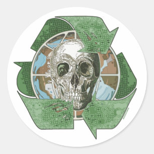 Adesivo Recicl ou morra crânio