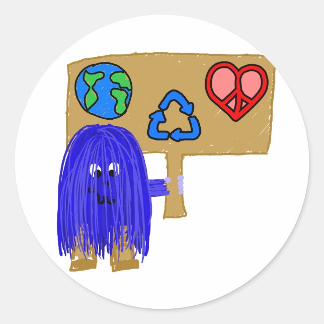 Adesivo reciclar de paz da Terra Azul (Frente)