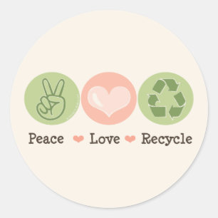 Adesivo Reciclar de Reciclagem do Peace Love
