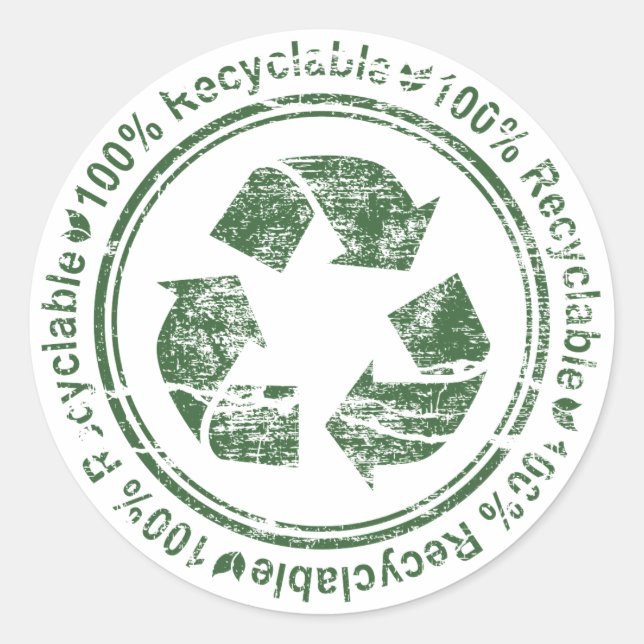 Adesivo Reciclar ~ Reciclável Reuse Terra Verde (Frente)