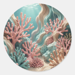 Adesivo Recife de Coral Rosa Vibrante Turquesa Subaquático