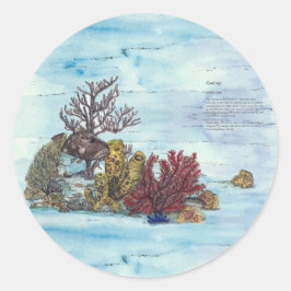 Adesivo Recife de coral submarino pintado à mão
