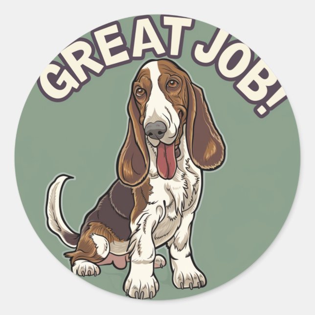 Adesivo Recompensa de Professor Basset Hound Ótimo Trabalh (Frente)