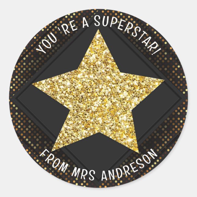 Adesivo Recompensa de Professor Superstar Personalizada (Frente)