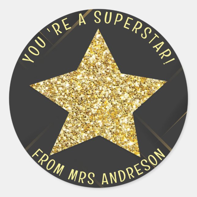 Adesivo Recompensa personalizada de professores super-estr (Frente)
