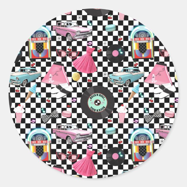 Adesivo Recorde Retro Anos 50 Festa Década de 50 Brinde (Frente)