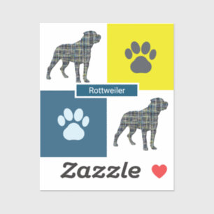 Adesivo Recorte do Rottweiler Dog & Paw Y&B Grid Sticker