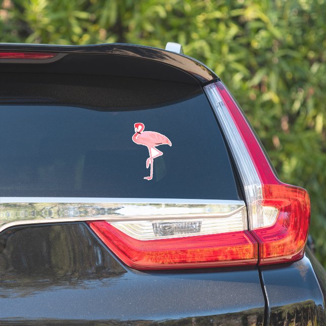 Adesivo Recorte em forma de Flamingo Rosa (Lado do carro)