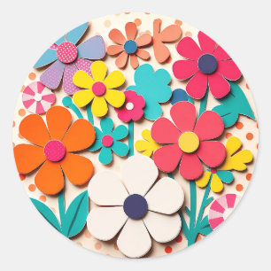 Adesivo Recortes Gráficos Florais dos anos 60