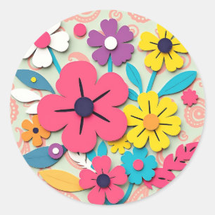 Adesivo Recortes Gráficos Florais dos anos 60