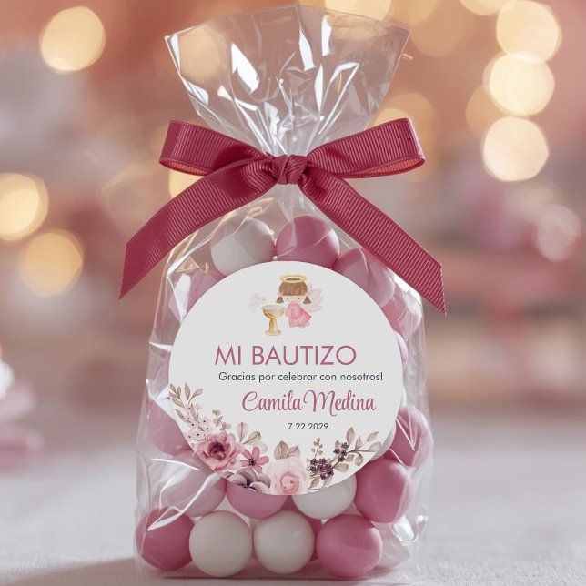 Adesivo Recuerdos Bautizo Girl Angel Baptism Favorece pres (Criador carregado)