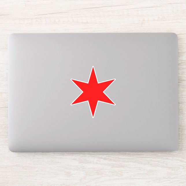 Adesivo Red 6 pontas Chicago Flag Vinyl Sticker (Computador)