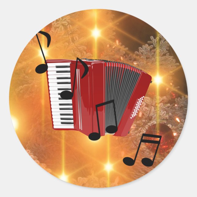 Adesivo Red Accordion com Notas Musicais (Frente)