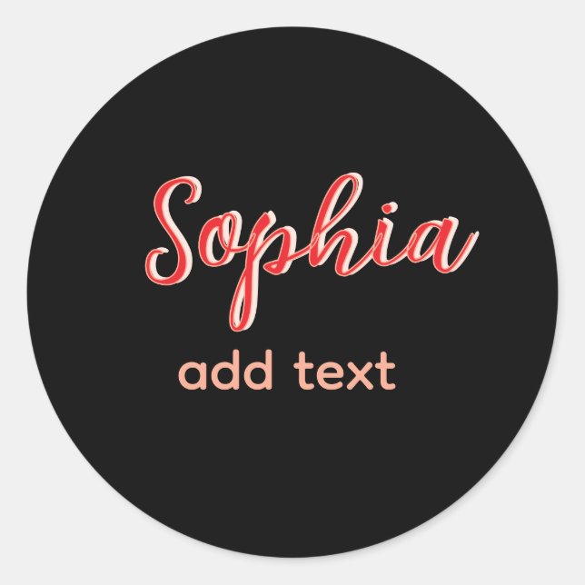 Adesivo Red add name Girl patrão texto preto elegante (Frente)