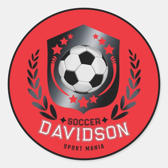 Adesivo Red and Black Soccer Ball for Sporty Men and Boys (Frente)