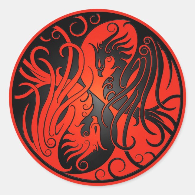 Adesivo Red and Black Yin Yang Phoenix (Frente)