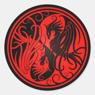 Adesivo Red and Black Yin Yang Phoenix