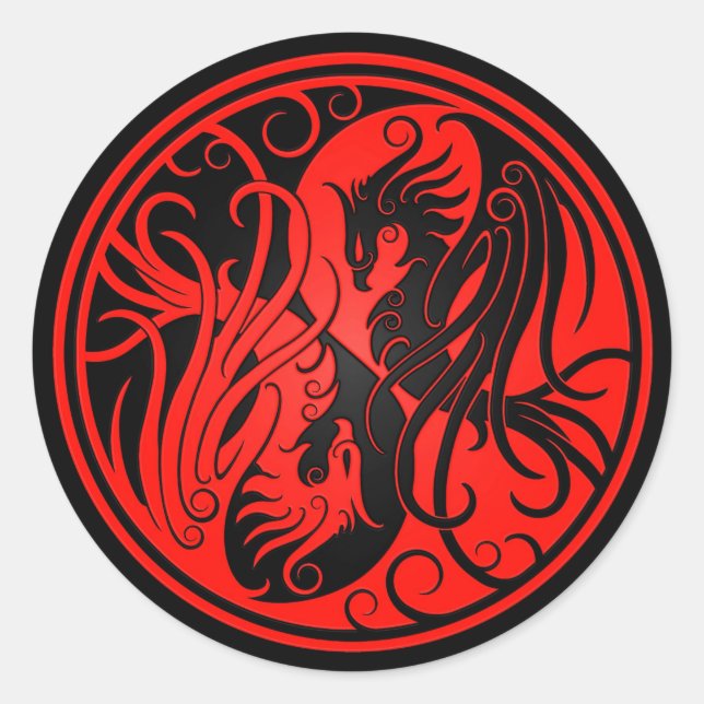 Adesivo Red and Black Yin Yang Phoenix (Frente)