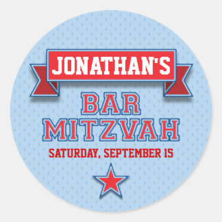 Adesivo Red and Blue Sports Tackl Twill Bar Mitzvah RSVP
