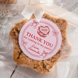 Adesivo Red and Pink Bow Girls Just Wanna Be One Birthday