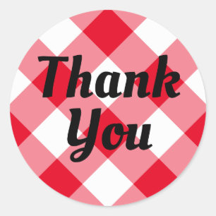 Adesivo Red and White Gingham Obrigado