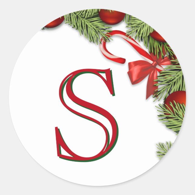 Adesivo Red Baubles Pine Sai do Envelope de Natal (Frente)