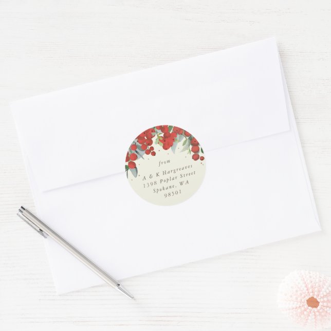 Adesivo Red Berries + Eucalyptus Christmas Address (Envelope)