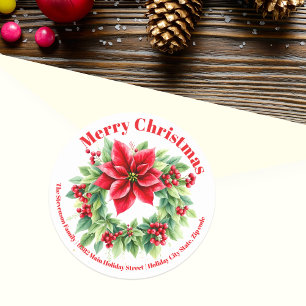 Adesivo Red Berries Holly deixa Poinsettias no Natal
