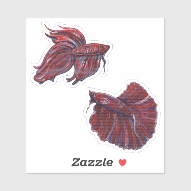 Adesivo Red Betta Fish design por Renee Lavoie (Folha)