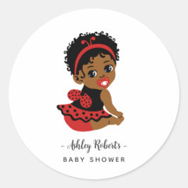 Adesivo Red Black African American Ladybug Baby Shower