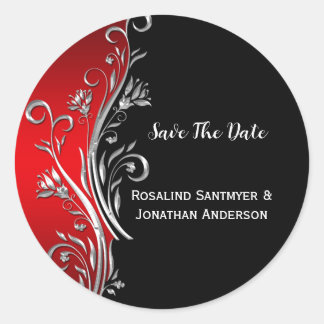 Adesivo Red Black Silver Swirls Casamento RSVP