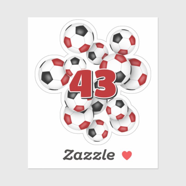 Adesivo red black soccer balls sticker w jersey number (Folha)