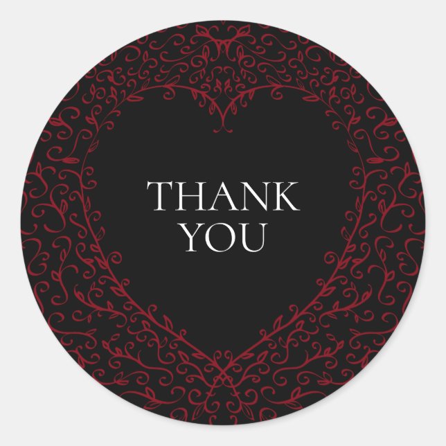 Adesivo Red Black Wedding Gothic Heart Belo Elegante (Frente)