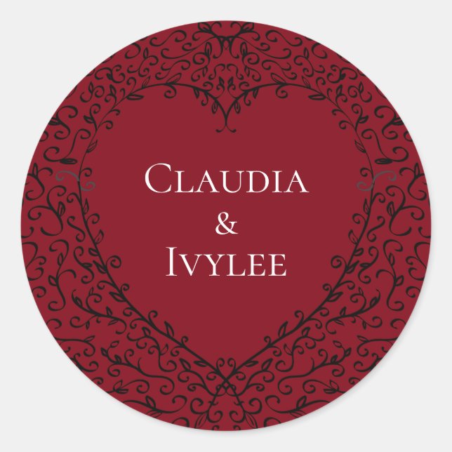 Adesivo Red Black Wedding Heart Gótico (Frente)