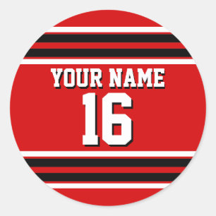 Adesivo Red Black White Team Jersey Nome Personalizado