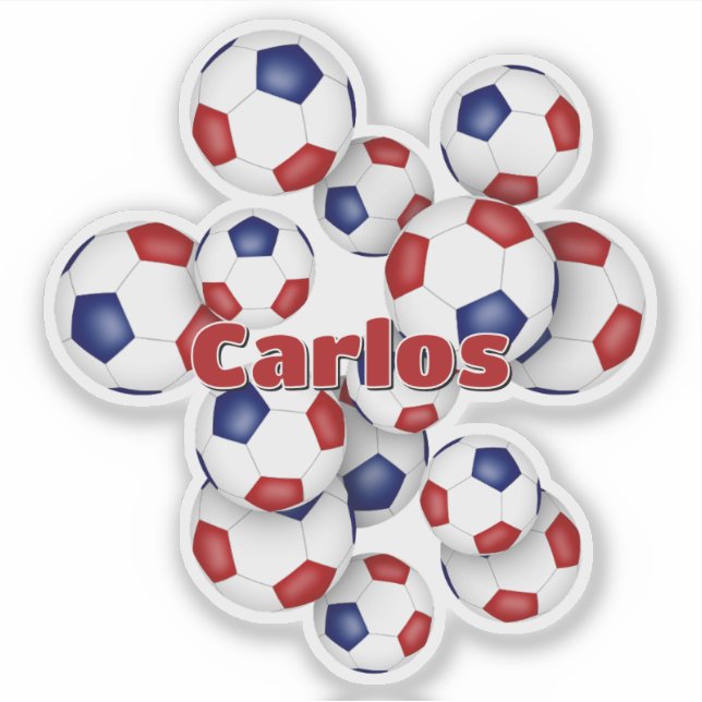 Adesivo red blue soccer balls sticker w athlete name (Frente)