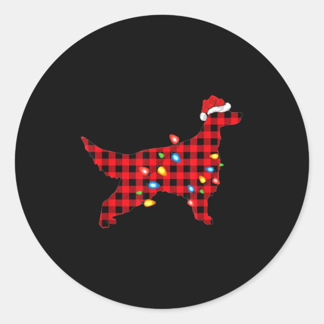 Adesivo Red Buffalo Plaid Santa Irish Setter Dog Christmas (Frente)