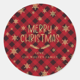 Adesivo Red Buffalo Xadrez Dourada Floco de Neve Feliz Nat