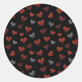 Adesivo Red Burgundy Silver Glitter Hearts on Black