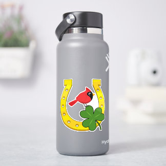 Adesivo Red Cardinal in Golden Horseshoe with Shamrock