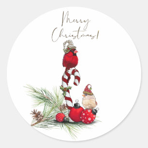 Adesivo Red Cardinale Bird Watercolor Natal