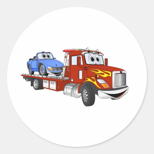 Adesivo Red Cartoon Flatbed Tow Truck (Frente)