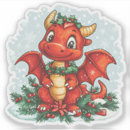 Adesivo Red Christmas Holly Dragon