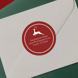 Adesivo Red Christmas Reindet Chic Round Endereço de devol